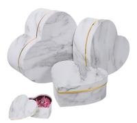 3 Pièces Boîte Présent Cœur en Carton Marbré, pour Fête | Papier Carton, Forme Cœur, Finition Simple et Élégante, Travail Soigné, Portable et Rangement
