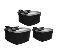3 Pièces Boîte Présent de Cœur Saint Valentin Noire | Papier et Plastique, Couvercle Inclus, Finition Délicate, Présentation Romantique pour Petits Accessoires et Souvenirs