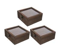 3 Pièces Boîte Vitrine en Bois Massif pour Spécimens D’insectes | Couvercle Transparent, Structure Renforcée, Format 3,93x3,93x1,97 Po, Usage t Musée