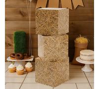 3 pièces Boîtes en papier en forme de ballots de , boîtes de décoration pour fête de cowboy occidental, accessoires photo, boîtes à ballons pour fête à thème Far West, décoration pour fête de révélati