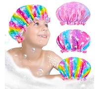 3 Pièces Bonnet Enfant, Douche Imperméable Double Couche, Bonnet Femmes Cheveux Longs, Courts Et Bouclés