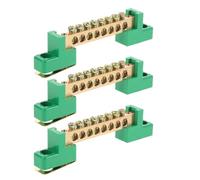3 Pièces Bornier de Terre Cuivre, Bloc de Bornes Fixe | Barre de Terre Cuivre, Connexion Sécurisée pour Fils Neutres, Pose Rapide, Armoire de Commande, Plastique Vert
