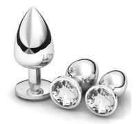 3 Pièces Bouchon Anal Set,Plug Anal Metal,Sextoys Unisexes, Godemichet anal avec diamant en cristal, Jouet sexuel anal,pour Femme ou Homme Débutant Sextoys（Blanc）