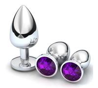 3 Pièces Bouchon Anal Set,Plug Anal Metal,Sextoys Unisexes, Godemichet anal avec diamant en cristal, Jouet sexuel anal,pour Femme ou Homme Débutant Sextoys（Violet foncé）