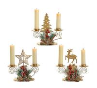 3 Pièces Bougeoirs de Noël 6,1 Pouces Bougeoirs en Métal Photophore Arbre de Noël Renne étoile Chandelier Décoration de Table pour Fête de Vacances Décoration de Table (Arbre de