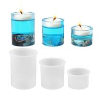 3 Pièces Bougeoirs en Silicone Moules DIY, Moule a Bougie en Résine Époxyde, Moules en Silicone pour Bougeoirs Ronds, Moule Bougie pour Bougies Cylindriques pour Décoration de la Maison