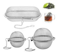 3 Pièces Boule a The Passoire Inox Infuseur Thé Petite Passoire à Epices | avec Chaîne Idéal pour Maison Restauration Cuisine Théières Tasses Infuser Vrac Sucre Epices Soupe Cacao Poudre