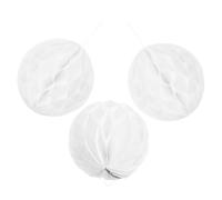 3 Pièces Boule Alvéolée Suspendue 25cm en Papier Blanc