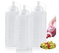 3 Pièces Bouteille à Sauce, Flacon Sauce Cuisine avec Capuchon 1000ml, Recipient Sauce, Bouteille à Condiments, Presser Les Bouteilles, Transparent Flacon Souple pour Condiments, Ketchup, Mayo