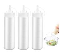 3 Pièces Bouteille Sauce Plastique,500ml 16oz Bouteille à Condiments,Flacon Sauce Cuisine en Plastique avec Capuchon,Sans BPA,Squeeze Bouteille de Sauce pour Ketchup,Moutarde,Mayonnaise,Huile D'olive
