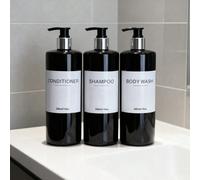 3 pièces Bouteilles de recharge pour shampoing, après-shampoing et gel douche de salle de bain, compatibles avec les bouteilles à pompe réutilisables Pompe noire et argentée,Escarpin noir et orPolypro