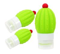 3 Pièces Bouteilles de Voyage Cactus en Silicone 50ml 70ml 100 Ml | Contenants Rechargeables Étanches et Légers, Format Toilette, Vert Clair, pour Shampoing, Lotion et Soins