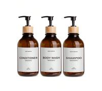 3 pièces Bouteilles distributeurs rechargeables de 16 oz pour shampoing et après-shampoing - Lot de 3 - Distributeur à pompe pour shampoing, après-shampoing, gel douche - Contenants en plastique vides