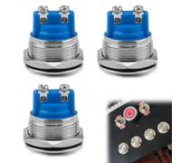 3 Pièces Boutons Poussoirs Momentanés en Acier Inoxydable 19mm, Interrupteur Poussoir 2A 12V/24V/125V/250V, Interrupteur à Bouton-poussoir, pour Véhicules et Applications Industrielles