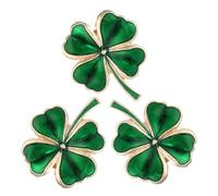 3 Pièces Broche Irlandaise Trèfle à 4 Feuilles en Métal Émail Vert | Épinglette Élégante, Motif Shamrock Poli, pour Chemises et Foulards, Usage Bureau ou Sorties