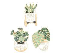 3 Pièces broche pot pour plantes décor de feuilles épingle de en émail décor de plantes épinglette épingle à nourrice tu connais goupille pot jardinage pin’s alliage BESTYASH