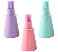 3 Pièces Brosse à Huile Bbq en Silicone, Bouteille Graduée Opaque | Application D’huile, Usage Extérieur, Résistance Haute et Basse Température, Format Droit, Facile à Utiliser