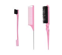 3 Pièces Brosse à Taquiner, Peigne de Cheveux, Peigne à Double Tranchant, Peigne à Queue de Rat, Set de Brosse à Taquiner, pour Salon Coiffure, Femmes, Hommes, Enfants, Rose