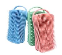 3 Pièces Brosse de Bain Rectangulaire, Double Face | Massage Doux, Côté Texturé, pour Peau Sensible, Lavage Corps et Cheveux, Usage Maison ou Voyage