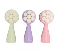 3 pièces brosse de nettoyage du visage double face, brosse exfoliante de nettoyage en profondeur avec côté doux et en silicone, brosse pour le visage anti-comédons pour les soins