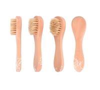 3 Pièces Brosse de Visage Naturelle, Manche Bois Khaki | Massage Doux, Exfoliation Légère, Prise Confortable, pour Peau du Visage Cou, Maison ou Voyage Style Aléatoire