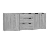 Vidaxl Buffets 3 Pcs Sonoma Gris Bois D'ingénierie Marron