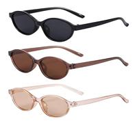 3 Pièces Cadre Ovale Lunettes De Soleil, Retro Classic -Sunglasses, Accessoires pour Femmes, Tenue - Accessoires, Matériau De Voyage en Plein Air.