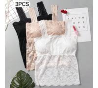 3 pièces Camisoles en dentelle avec coussinets de soutien-gorge intégrés, bretelles réglables, peuvent être portées comme un Top de base ou seules, pour le sport L,M,S,XLUnicoloreDentelle