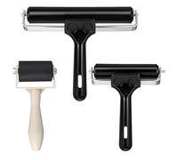 3 Pièces Caoutchouc Rouleau Encreur 3.5cm 10cm 15cm Rouleaux Linogravure | Noir Rouleau Caoutchouc pour Techniques d'impression Tampons Loisirs Créatifs et Projets Artistiques