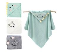 3 Pièces Cape de Bain Bébé, 80 x 80cm Serviette à Capuche, Sortie de Bain, 0-3 Ans (Vert, Bleu)