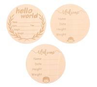 3 Pièces Cartes Étapes de Naissance en Bois, Lot Commémoratif Bébé | Signe du Bébé, Panneau de Bienvenue pour Bébé, Couleur Kaki, Style Simple Classique, pour Photos D'anniversaire Mensuel