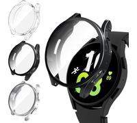 [3 Pieces] Case For Samsung Galaxy Watch 6 44 Mm, Soft Tpu Bumper Cover With Screen Protector, Shockproof Full Cover Case For Samsung Watch6 (Clear+Black+Silver)