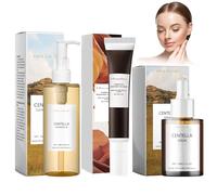 3 Pièces Centella Skincare Kit, Centella Cleansing Oil + Serum + Creme Yeux Centella, Nettoie et Resserre les Pores, Hydrate et Nourrit la Peau, Lisser les Rides, Convient aux Peaux Sensibles