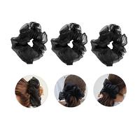 3 Pièces Cercle Du Gros Intestin Cercle Des Cheveux Surmatelas De Cheveux Humains Cheveux Corde Perle Porte-queue De Cheval En Organza Anneau De Cheveux Black Générique