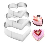 3 Pièces Cercle Patisserie Coeur, Moule Patisserie Coeur en Acier Inoxydable, Diamètre 10/15/20 cm Cercle a Patisserie Moule Coeur Moule Gateau Coeur Pour Pâtisseries Gâteaux Moussés Hauteur 4.5 cm