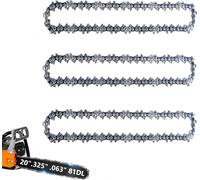 3 Pieces Chaines Tronconneuse 20 Pouces Pas .325 Jauge .063 81 Maillons Entrainement pour Stihl MS 260 MS261 MS270 MS271 MS290 MS291 024 026 281 400 039 310 26RS81 Oregon V81 L81 et plus