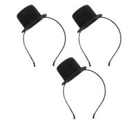 3 Pièces Chapeau de Déguisement Noir, Mini Haut-de-forme Polyester | Style Rétro Chic, Léger et Confortable Toute la Nuit, pour Costume Flapper et Scène