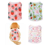 3 Pièces Chemise pour Chien,Chien Chemises Fruits Imprimé T-Shirts pour Chiot Chemise en Coton Doux et Respirant Vêtements pour Animaux pour Petit Chien et Chat(Rose,M)