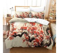 3 Pieces Cherry Blossom Duvet Cover Printed Bedding Set Pillowcases Hidden Zipper Microfiber Sport Anime Girls Comforter Cover