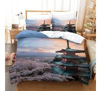 3 Pieces Cherry Blossom Duvet Cover Printed Bedding Set Pillowcases Hidden Zipper Microfiber Sport Anime Girls Comforter Cover