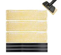 3 Pièces Chiffons de Nettoyage en Microfibre, 3 Pièces lèvres en caoutchouc de rechange, Bonnette Microfibre Lingette Accessoire, Tampons de Rechange pour Nettoyeur de Vitres, pour Carrelage et Marbre