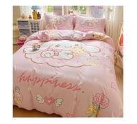 3 pièces Cinnamoroll polyester, housse de couette 200×230cm + 2 taies d’oreiller, motif kawaii rose déco chambre