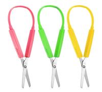 3 Pièces Ciseaux à Boucle 14cm Ciseaux pour Enfants Adaptatifs avec Poignée Colorée et Ouverture Automatique pour Enfants Écoles Ayant des Besoins Spéciaux (Vert, Jaune, Rose)