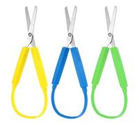 3 Pièces Ciseaux à Boucle 14cm Ciseaux pour Enfants Adaptatifs avec Poignée Colorée et Ouverture Automatique pour Enfants Écoles Ayant des Besoins Spéciaux (Jaune, Vert, Bleu)