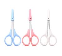 3 Pièces Ciseaux à Sourcils à Tête Droite et Courbe | Outils de Beauté Portables, Coupe Sûre Capuchon Protecteur, Usage Voyage et Salle de Bain
