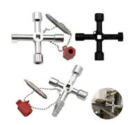 3 Pièces Clé Universelle, 4 Voies Clé Multifonction Triangle Interrupteur Croisé Utilitaire Portable Clé Utilitaire Multifonction pour Armoires Electriques Compteur Électrique Radiateur Ascenseurs
