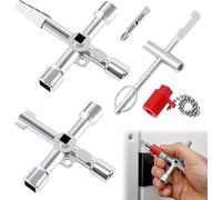 3 Pièces Clef Passe Partout,Clé Universelle Armoire Electrique Clé Triangle Clé Carré,Pour Compteur Eau Radiateurs Compteurs Gaz Ascenseurs Coffret Electrique (Argent)