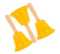 3 Pièces Clochette à Main en Métal, Poignée en Bois | Style Vintage Jaune, Usage Bureau ou Soins, pour Élèves et Patients, Réponse Rapide
