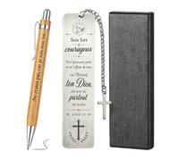 3 Pièces Coffret, Coffret Marque-page Chrétien avec Stylo à Encre Grasse | Marque page original avec stylo gravé, cadeau pour femme, cadeau bapteme chrétien inspirant