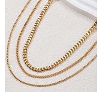 3 pièces Collier en acier inoxydable à chevrons pour femmes, collier chaîne serpent de couleur unie délicate, collier superposé minimaliste, cadeau de bijoux en or, convient pour Noël, Halloween, coll